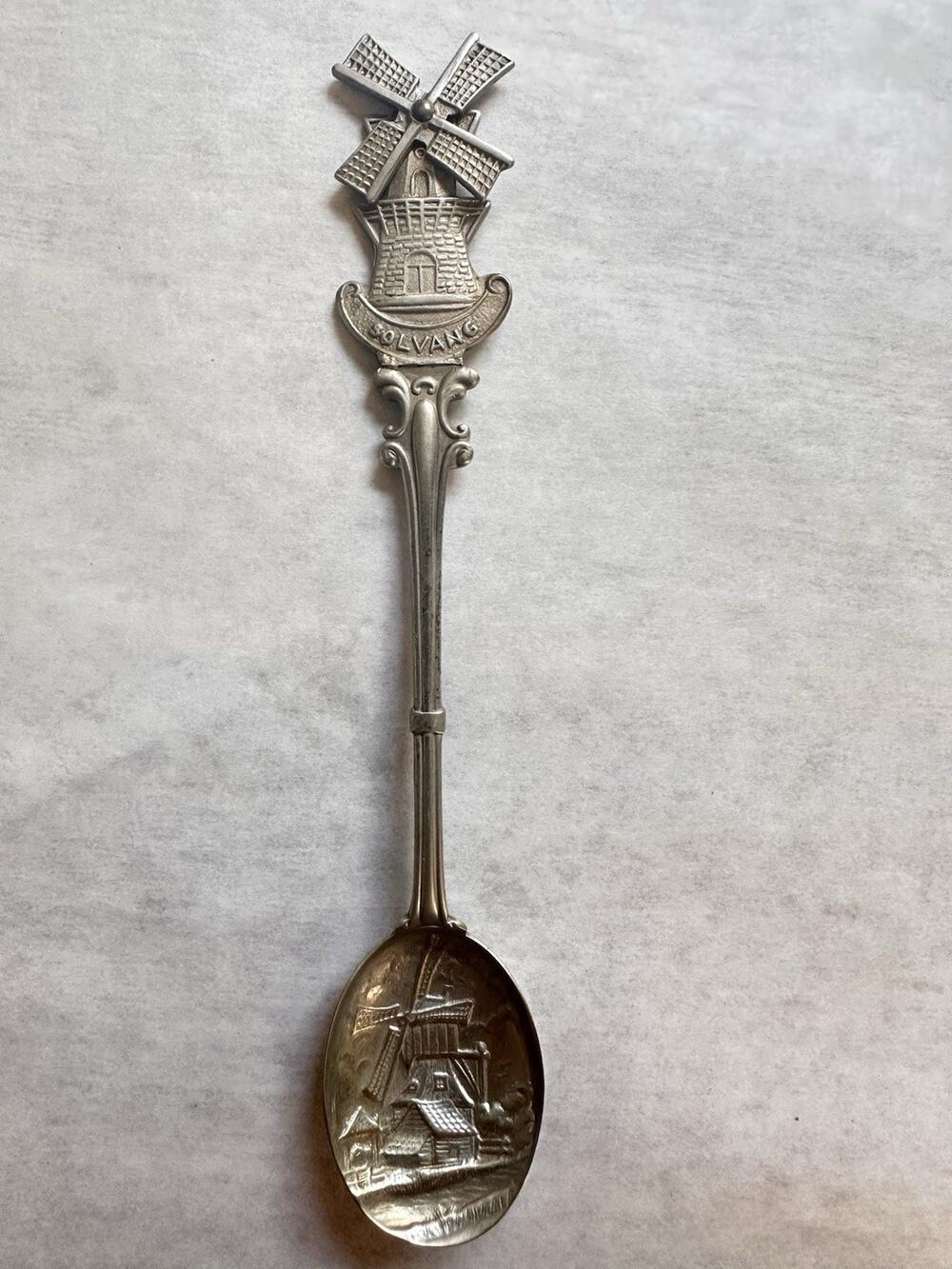 V4 Solvang Windmill Vintage Souvenir Spoon Collectible 5"